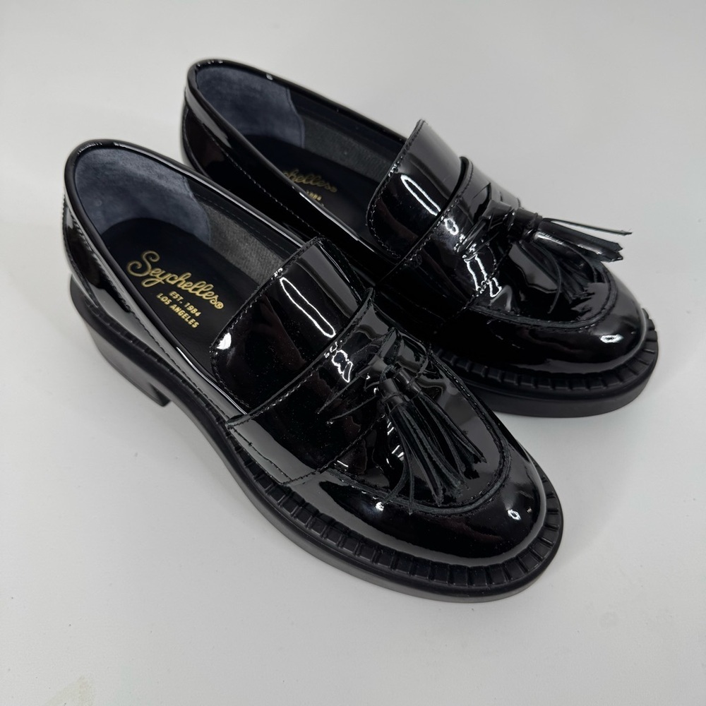 Seychelles Final‎ Call Patent Leather Black Loafers Size 6.5